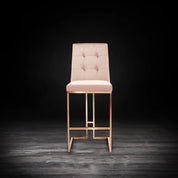 Cameron Rose Gold Polished Stainless Steel Base Taupe Modern Bar Stool RG