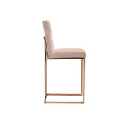 Cameron Rose Gold Polished Stainless Steel Base Taupe Roberto Grassie Bar Stool RG