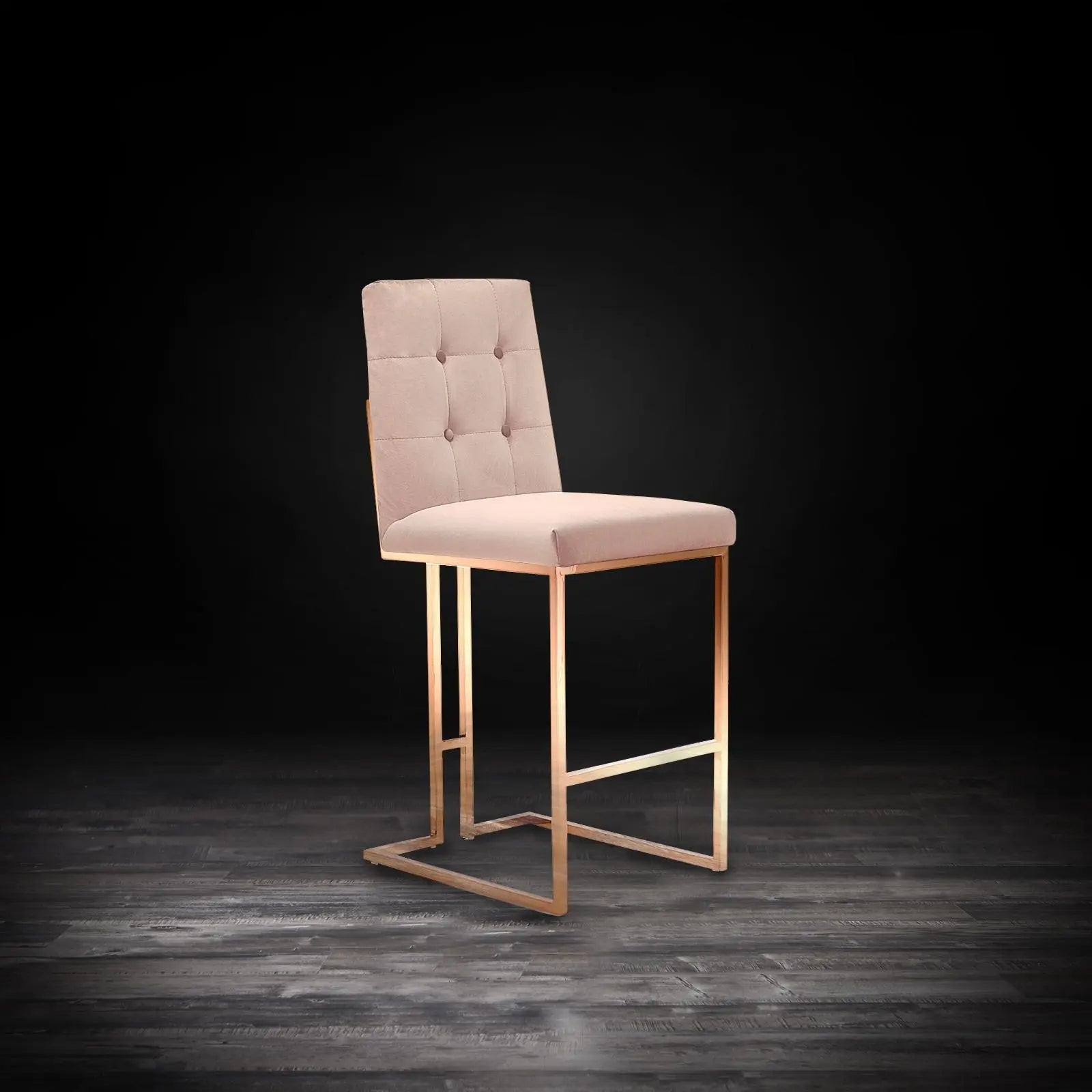 Cameron Rose Gold Polished Stainless Steel Base Taupe Stylish Bar Stool RG