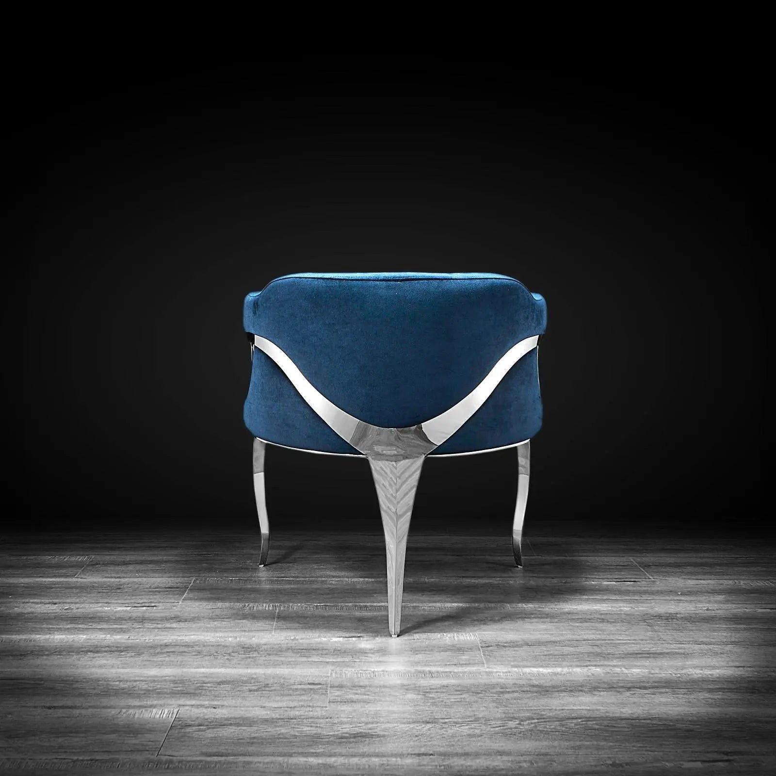 Caprice Silver Dark Blue Modern Dining Chair