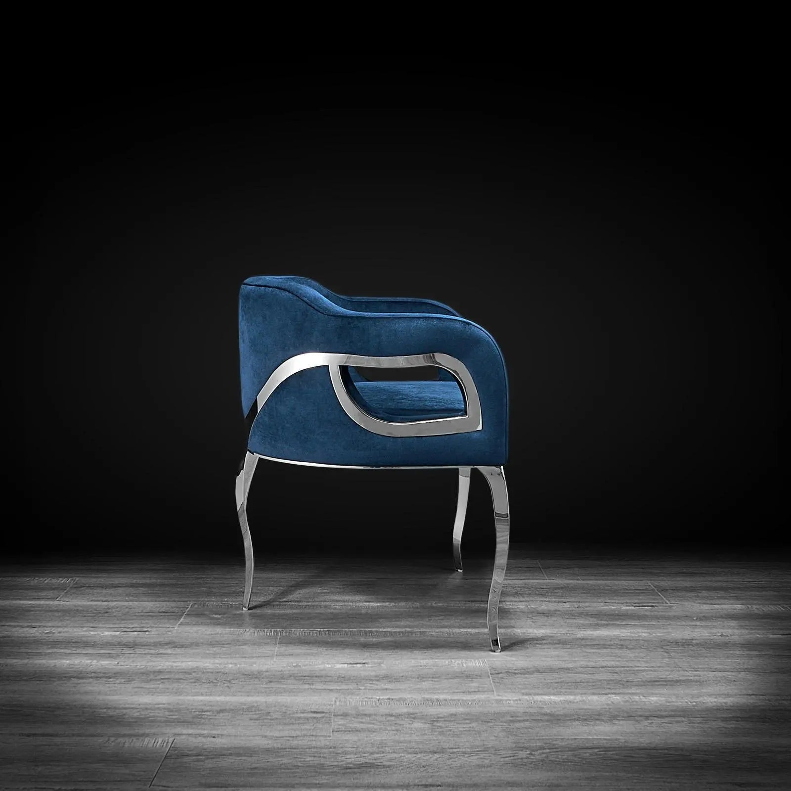 Caprice Silver Dark Blue Roberto Grassie Dining Chair