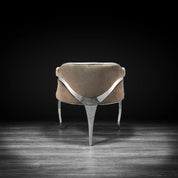Caprice Polished Stainless Steel Base Taupe Luxury Dining Chair