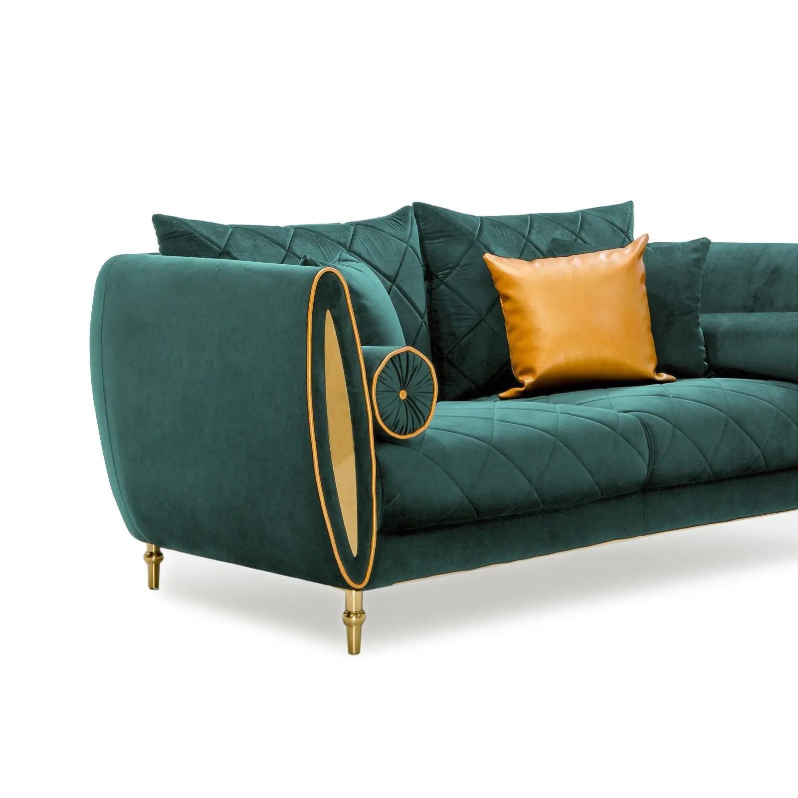 Cerchio Gold Green Modern Sofa Set