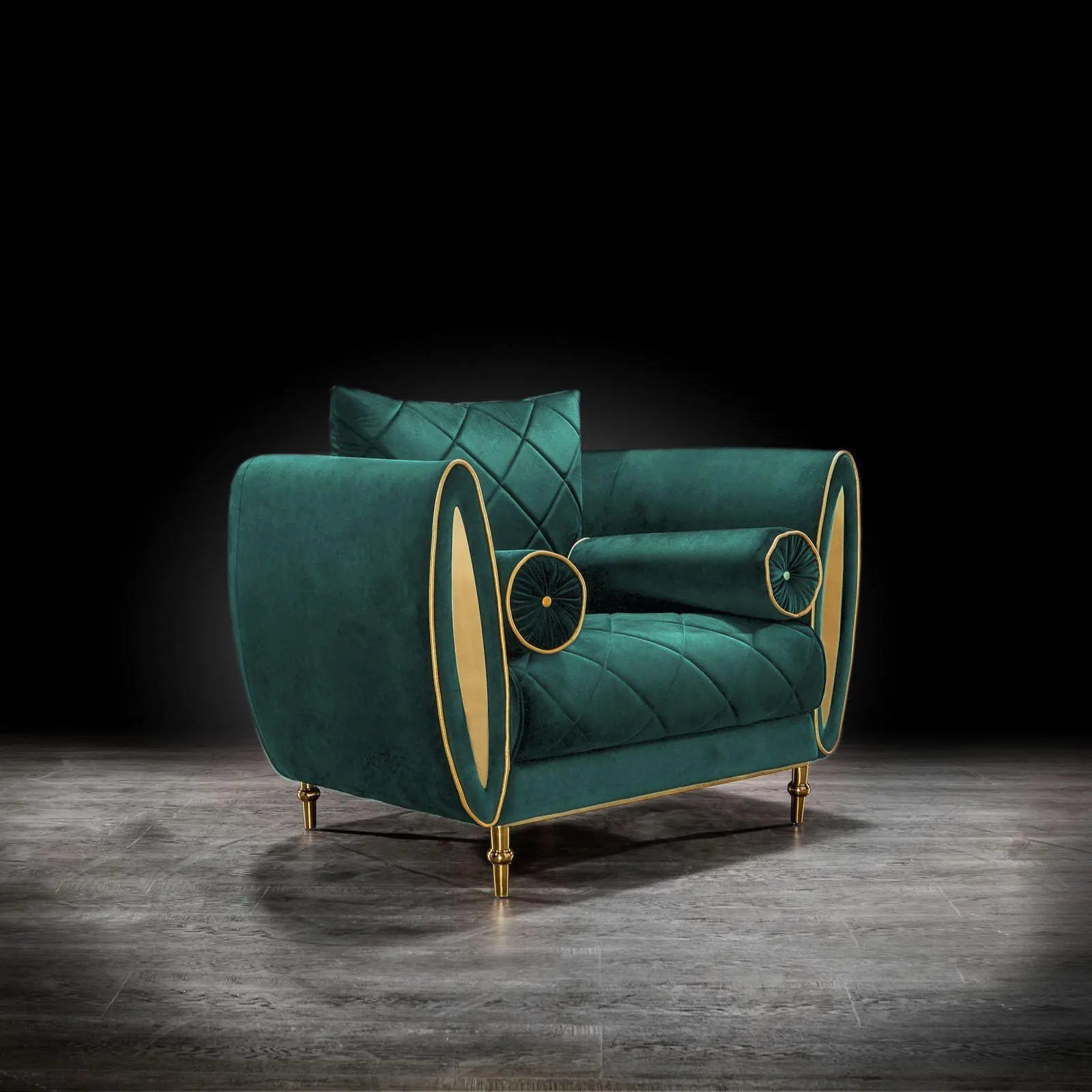 Cerchio Gold Green Stylish Sofa Set
