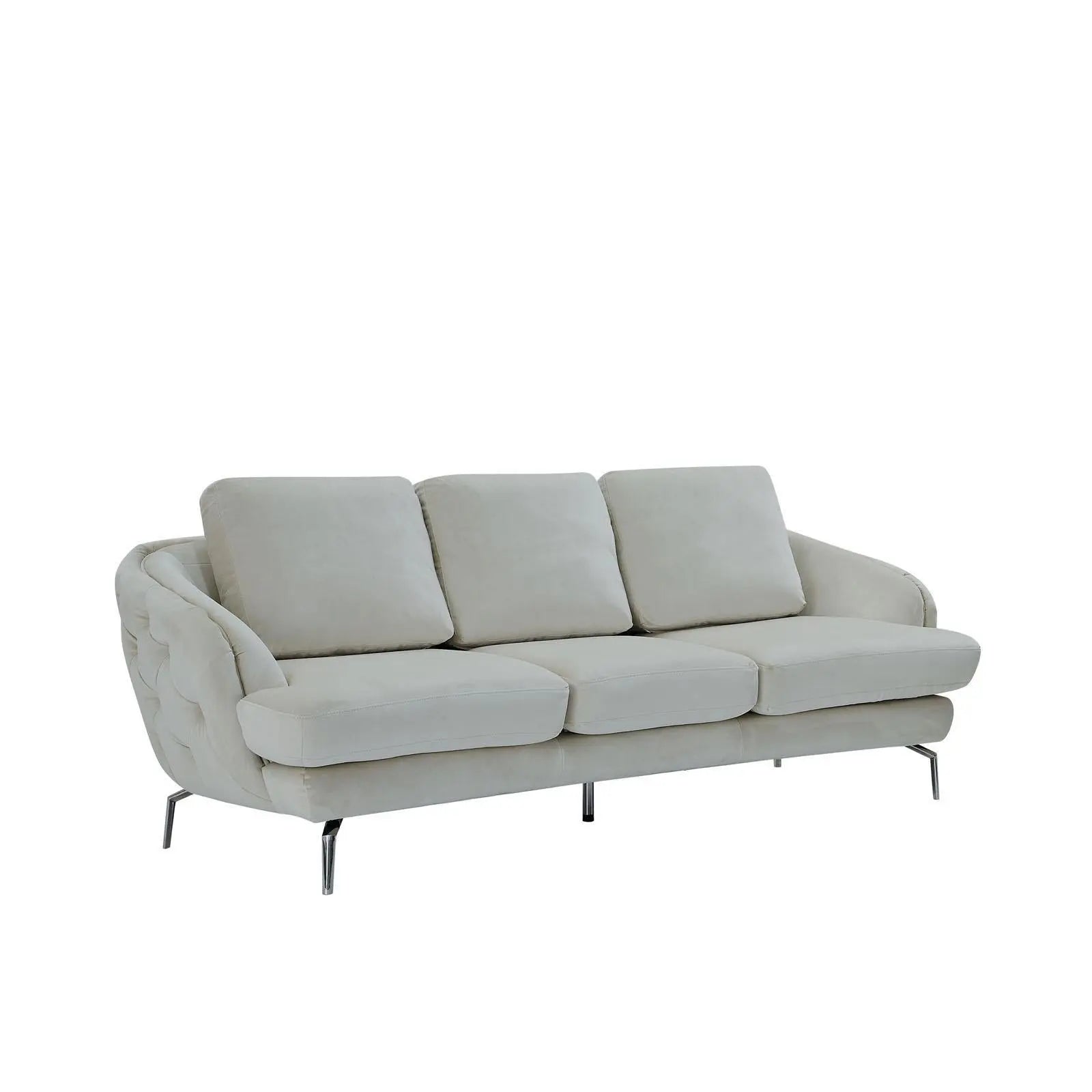 Giulia Chaise Polished Stainless Steel Base Beige Roberto Grassie Sofa Set RG