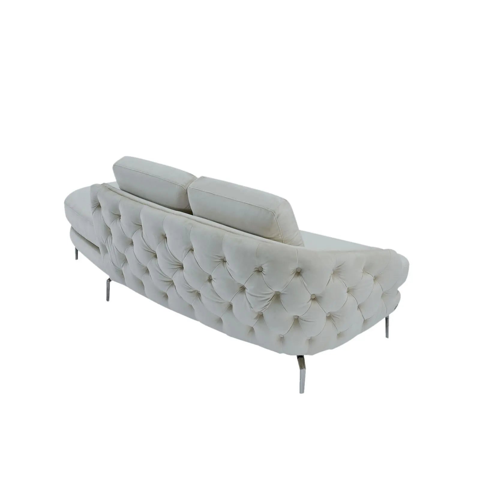 Giulia Chaise Polished Stainless Steel Base Beige Roberto Grassie Sofa Set RG