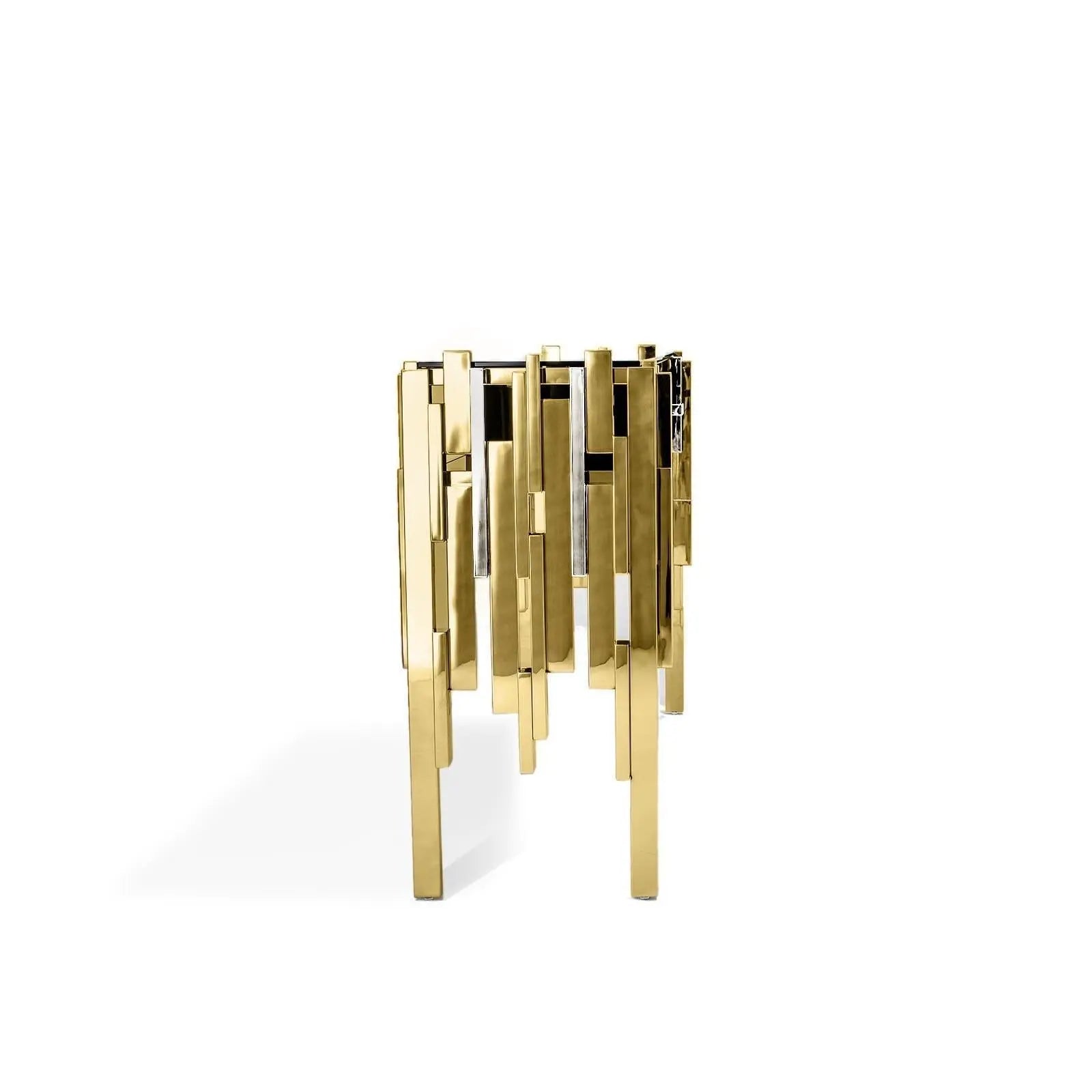 Illusion Titanium Gold Polished Stainless Steel Base Polished Stainless Steel Base Roberto Grassie Console Table RG