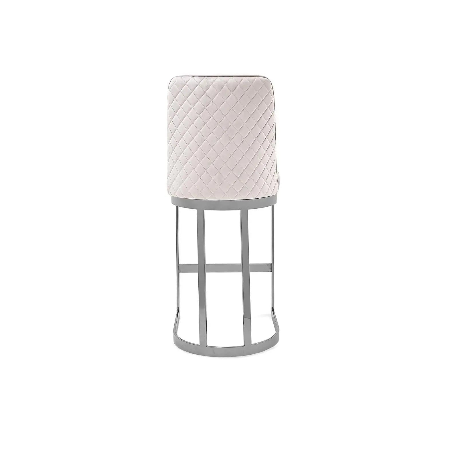 Mariella Polished Stainless Steel Base Beige Modern Counter Stool