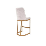 Mariella Titanium Gold Polished Stainless Steel Base Beige Luxury Counter Stool