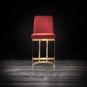 Mariella Titanium Gold Polished Stainless Steel Base Burgundy Counter Modern Bar Stool