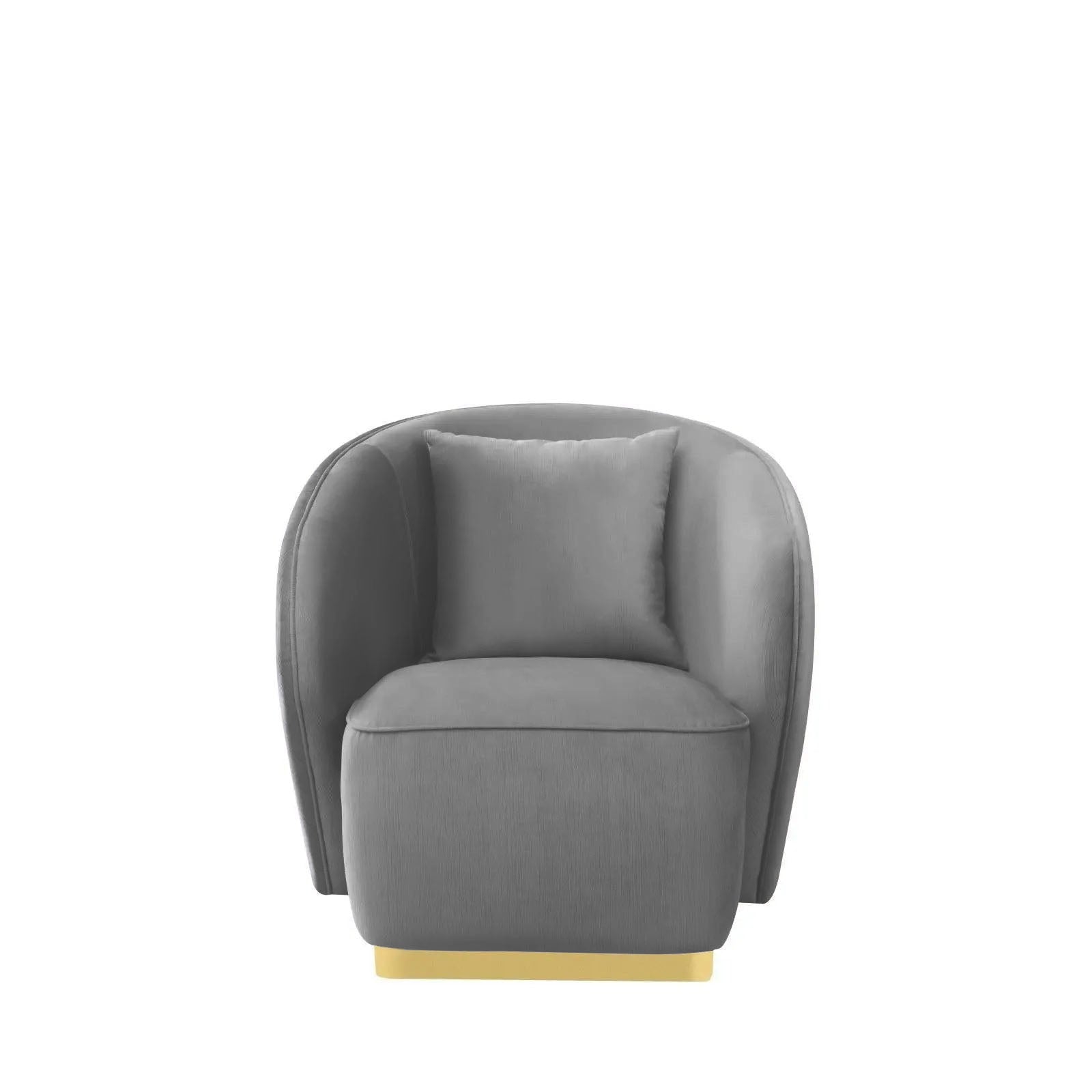 Mauro Polished Gold Sofa Set | Ash Gray