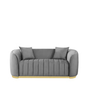 Mauro Polished Gold Sofa Set | Ash Gray