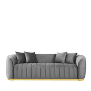 Mauro Polished Gold Sofa Set | Ash Gray