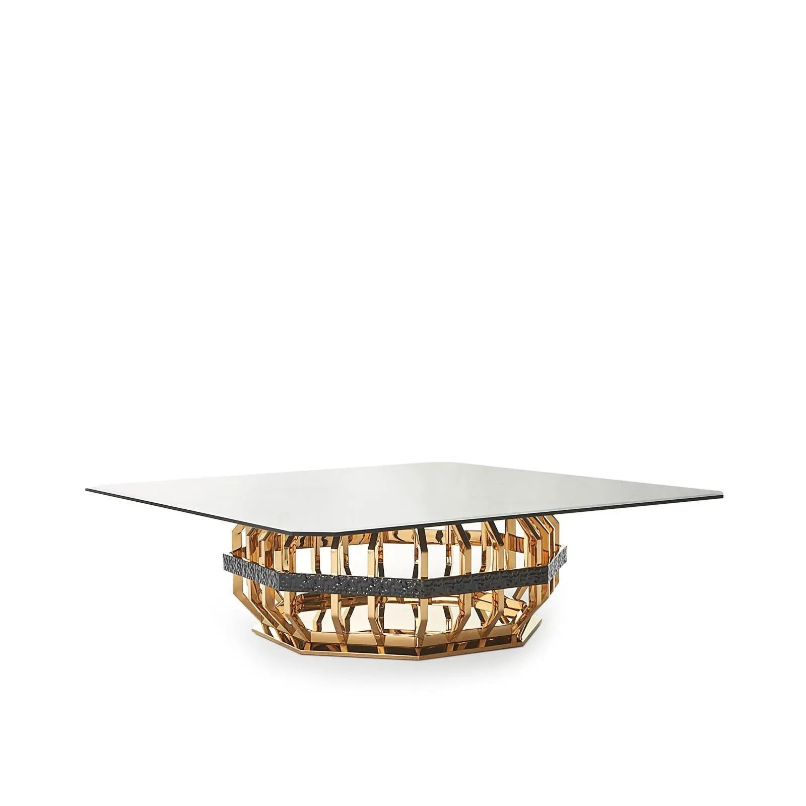 Milano Square Gold Glass Stylish Coffee Table