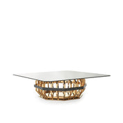 Milano Square Gold Glass Stylish Coffee Table