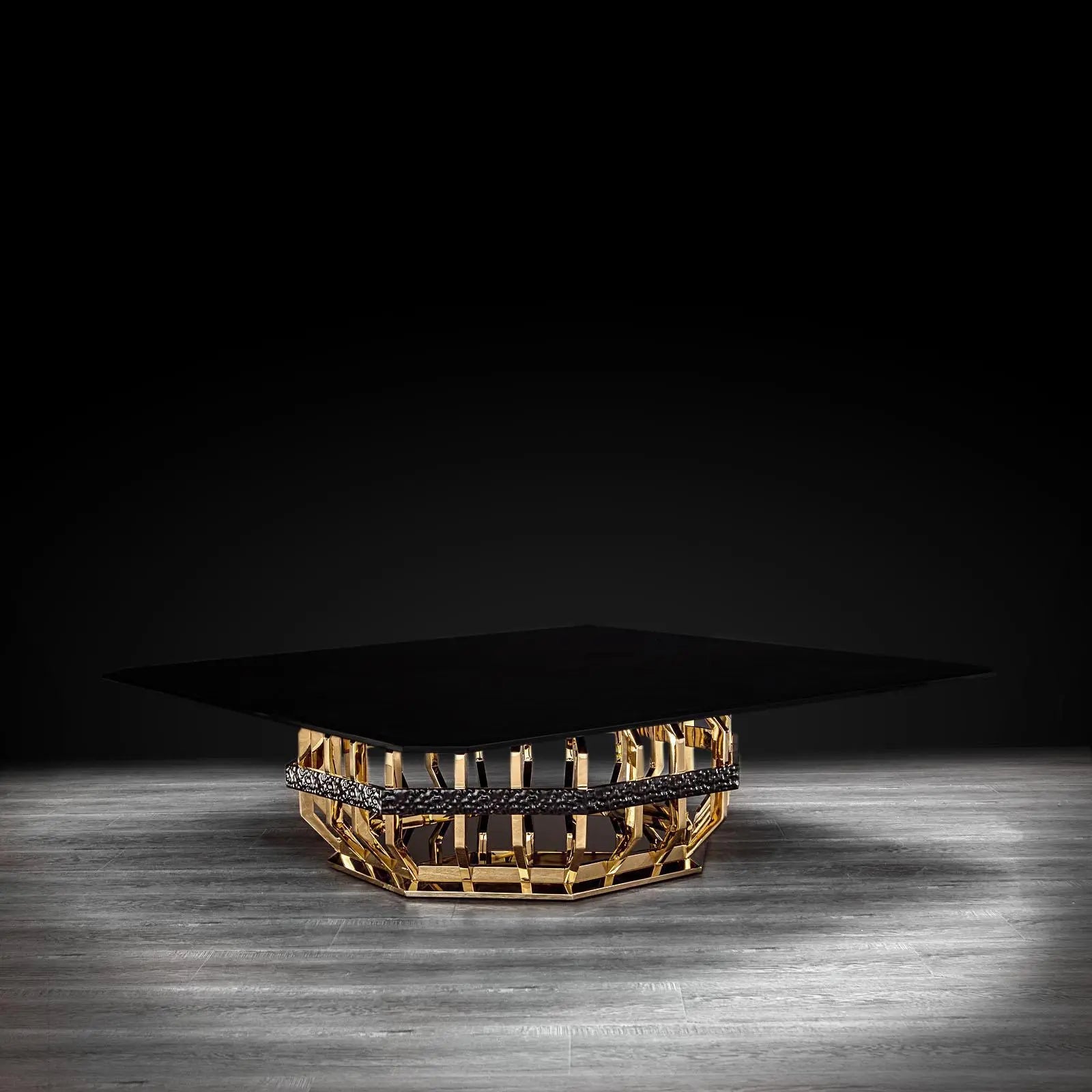 Milano Square Gold Glass Stylish Coffee Table