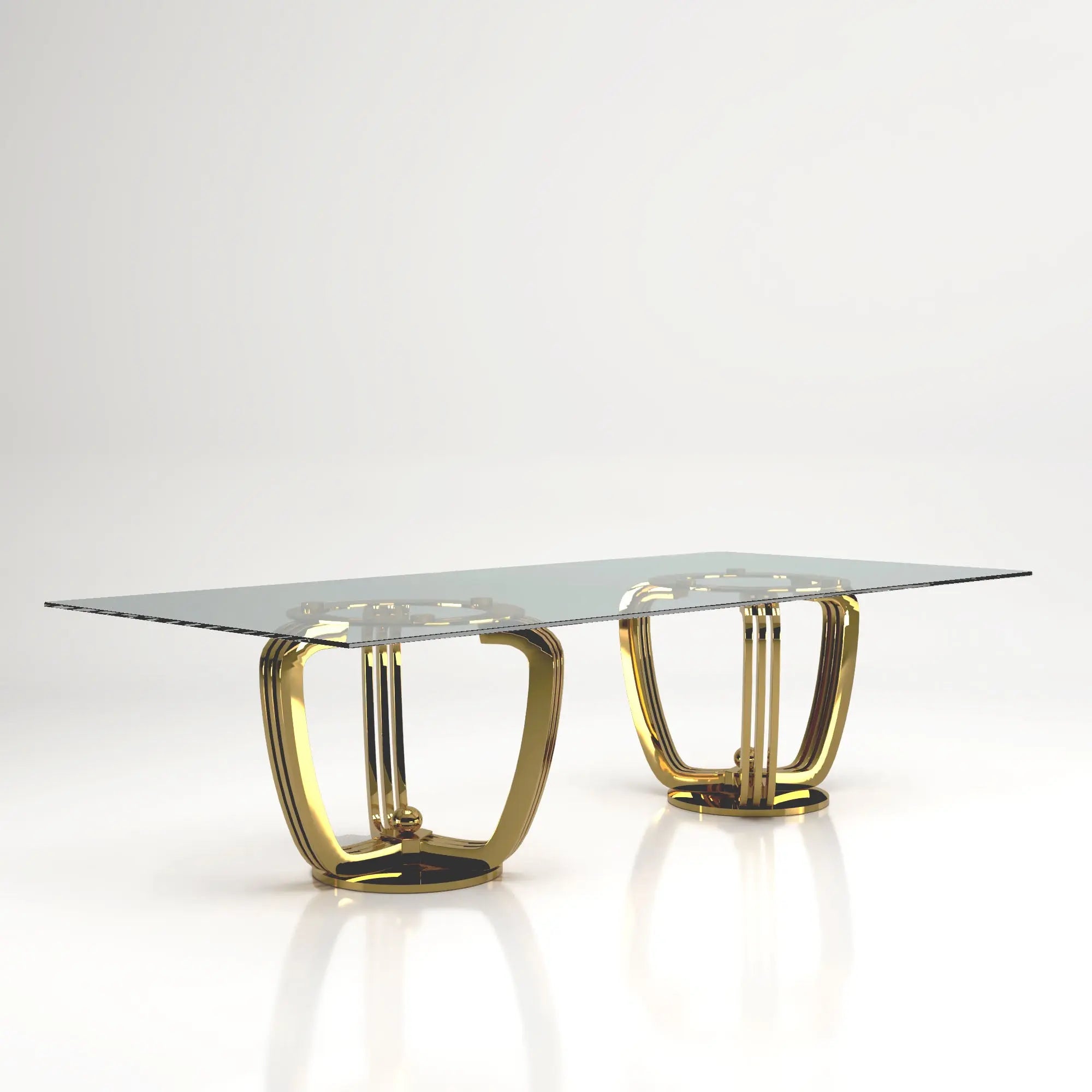 Rectangular Table Double Column Dining Table Rectangle Double Base | Regency - Roberto Grassie Furniture