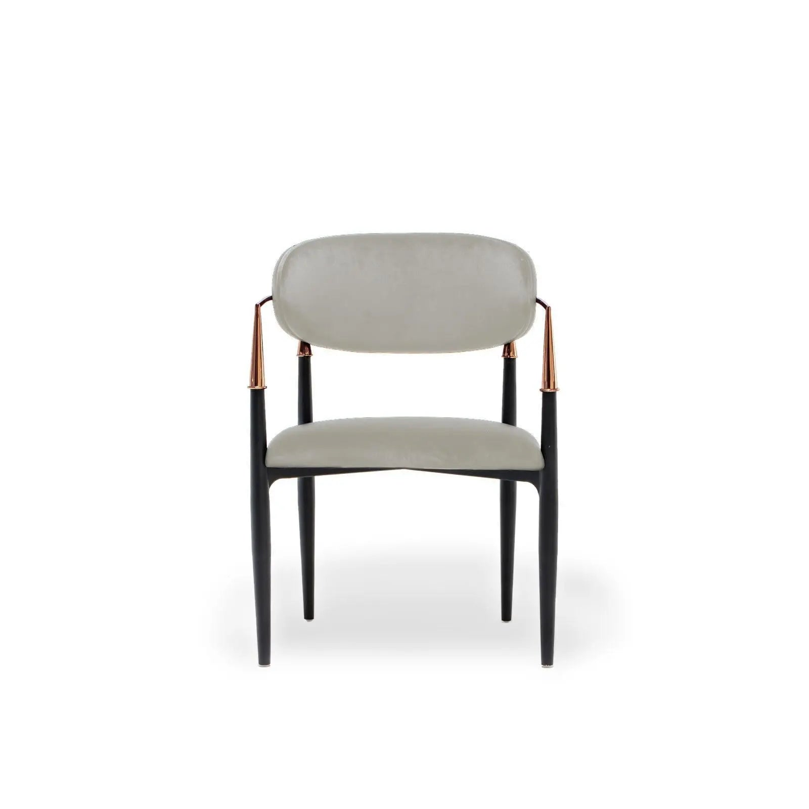Roubi Rose Gold Polished Stainless Steel Base Beige Dining Chair RG